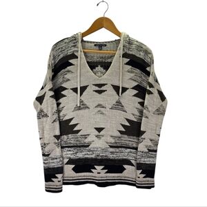 American Eagle Womens Baja Hooded Sweater Aztec Tribal Southwestern Knit Size XS